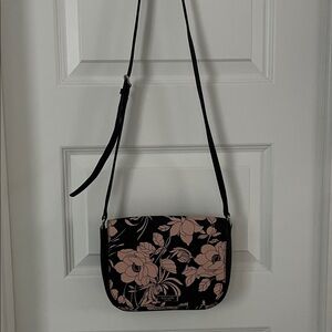 kate spade Black Crossbody Bag with Pink Floral Print